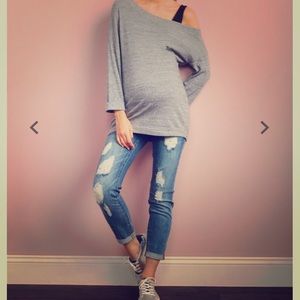 *SOLD*NWT Maternity Distressed Girlfriend Jeans